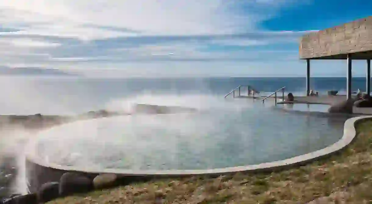 GeoSea thermal sea baths, an outdoor spa in Húsavík, northern Iceland