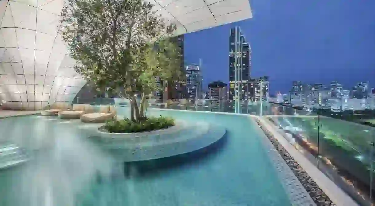 An open-air pool on the 16th floor is a refreshing vantage point