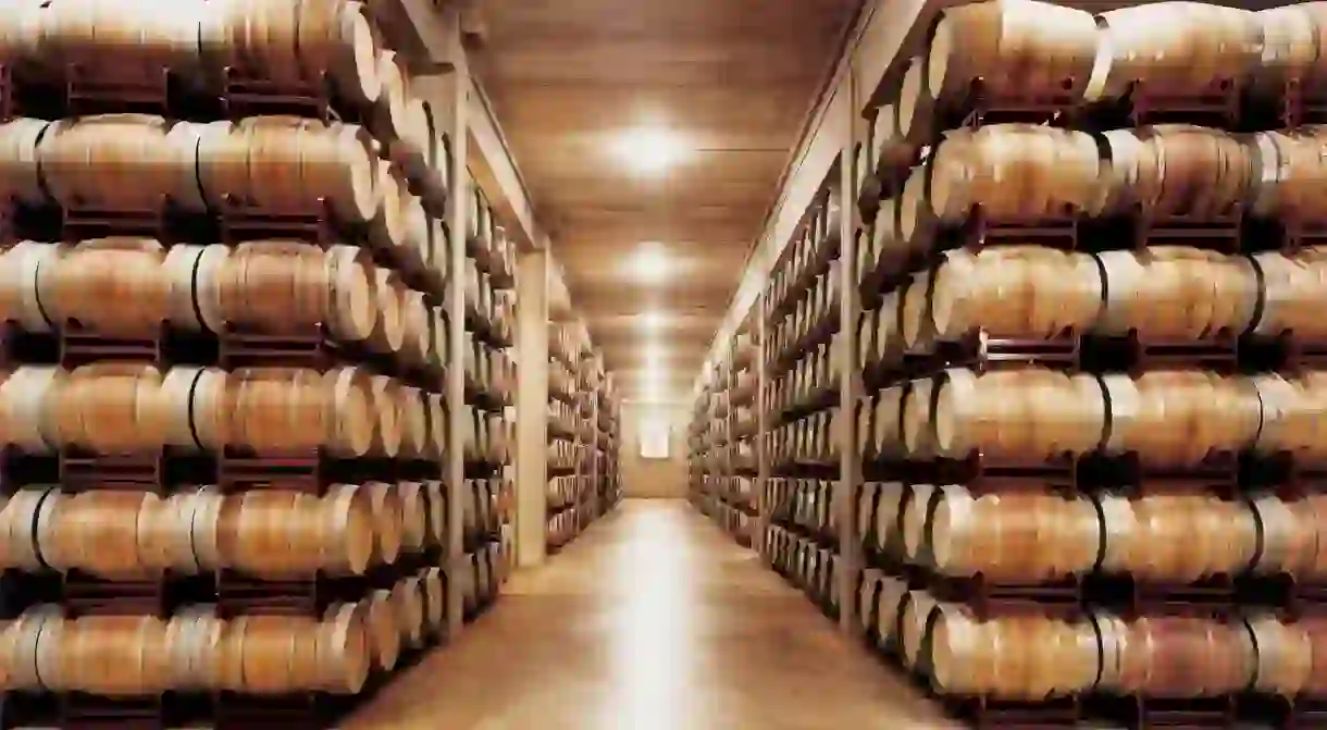 Wine barrels from the world-renowned Vinos de los Herederos del Marqués de Riscal wine estate, destined for the tables of the Frank Gehry-designed Hotel Marqués de Riscal