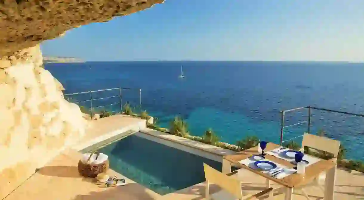 Book a room with a private pool at the Cap Rocat on Mallorca, Spain