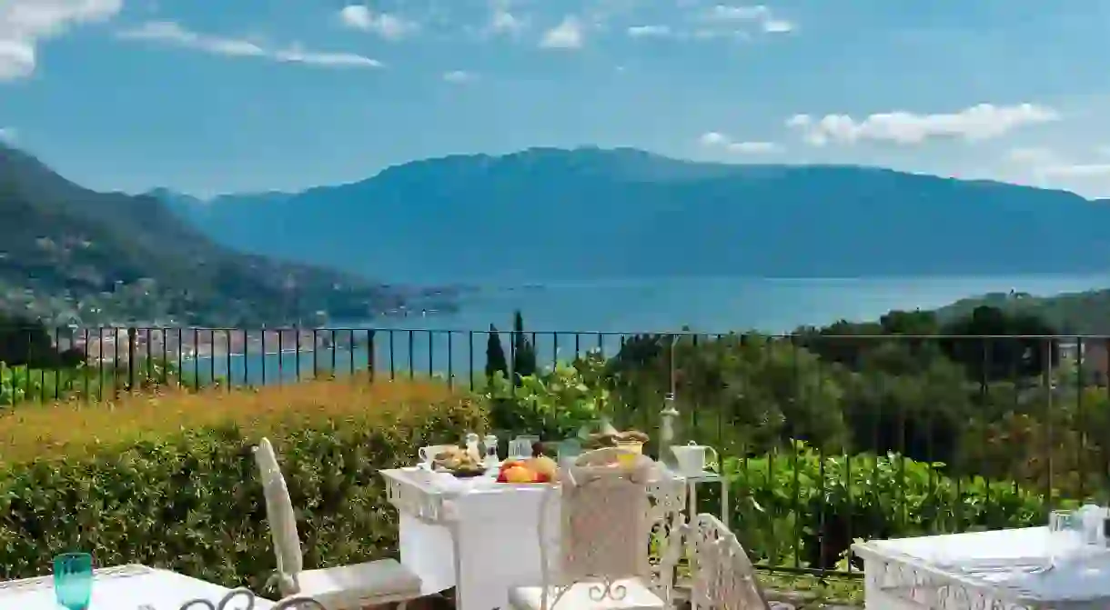 Just 10 minutes from the Lake Garda shores, Villa Arcadio has spectacular views from its al fresco restaurant