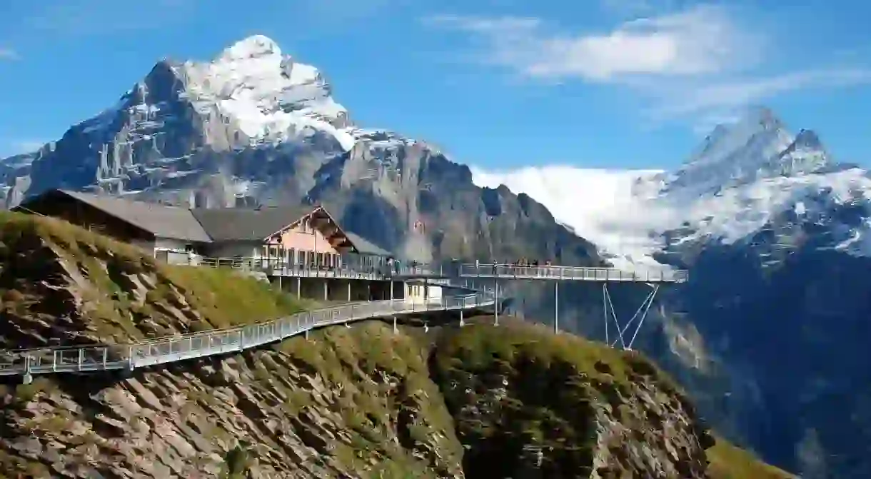 Enjoy stunning mountain views from the terrace of Berghaus Bort in Grindelwald