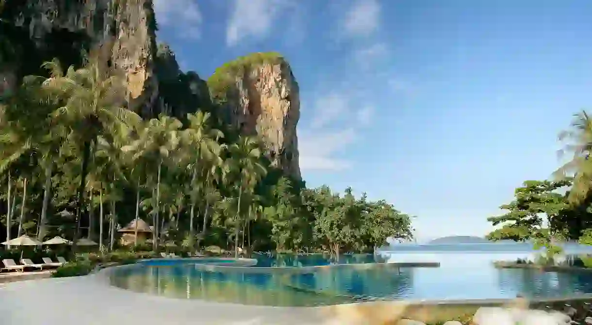 Rayavadee is the most luxurious of the resorts in the postcard-perfect paradise of Railay Beach