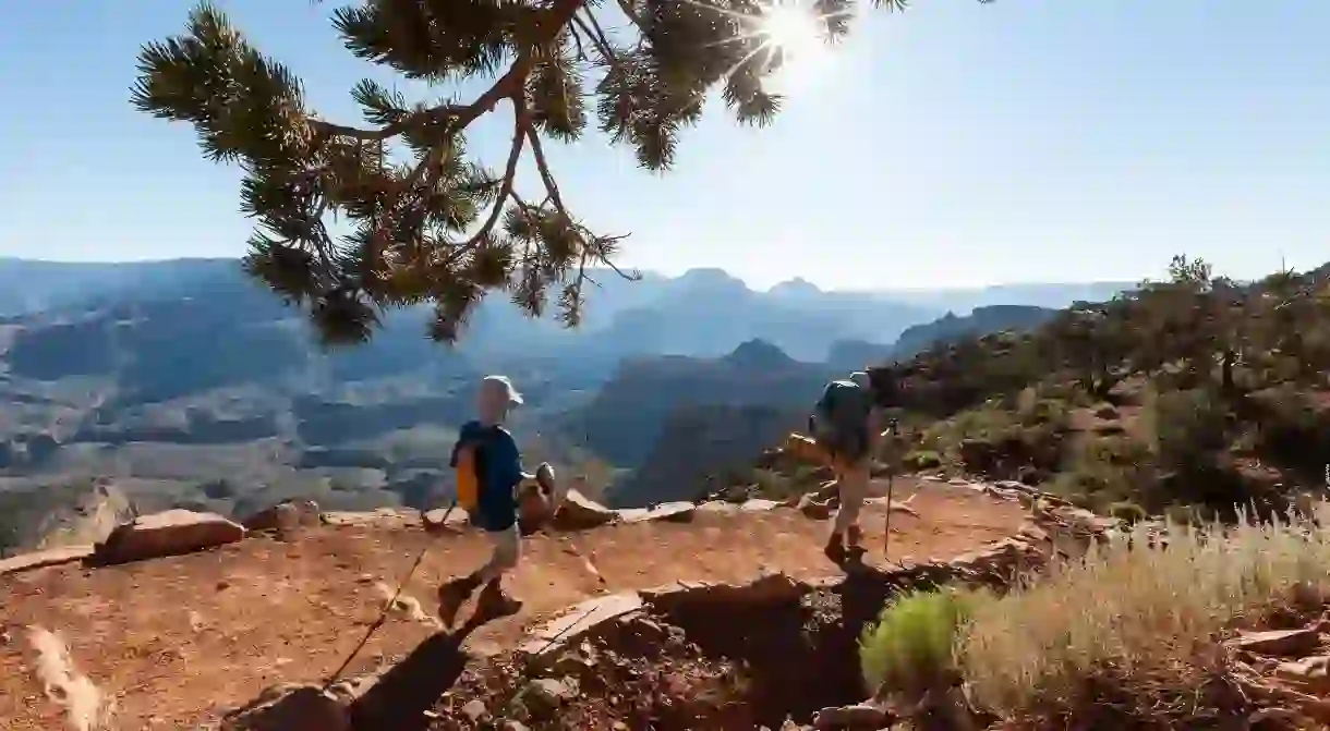 Hikers on the South Kiabab trail, South Rim, Grand Canyon National Park, Arizona