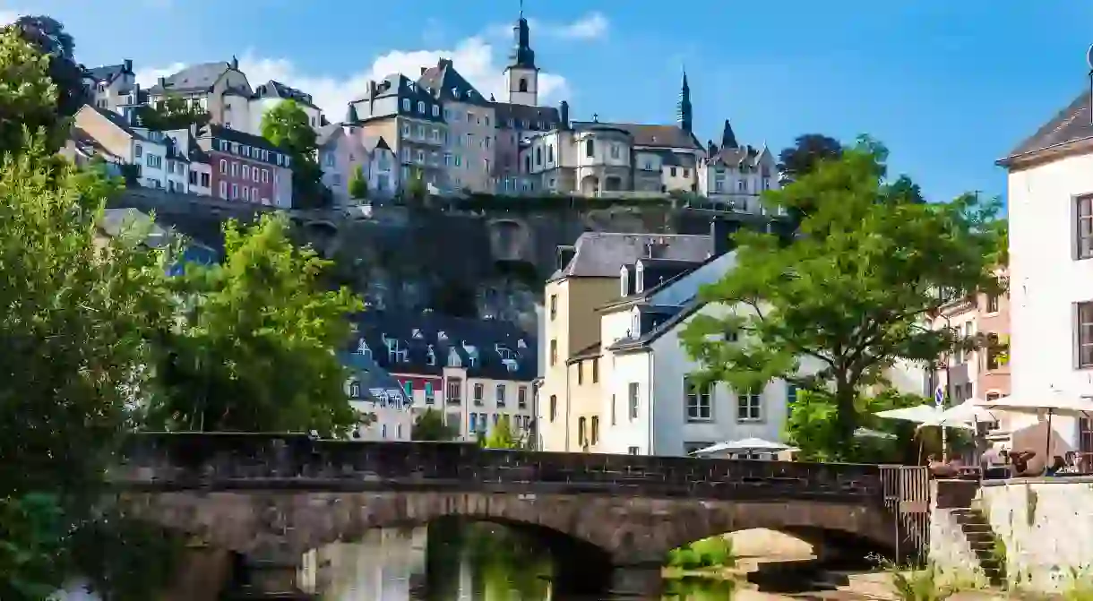 Ville Haute, the old town of Luxembourg City, is home to charming architecture overlooking the river Alzette