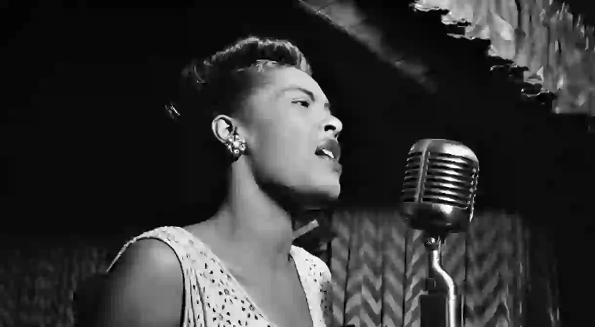 American jazz singer and songwriter Billie Holiday performs in New York City