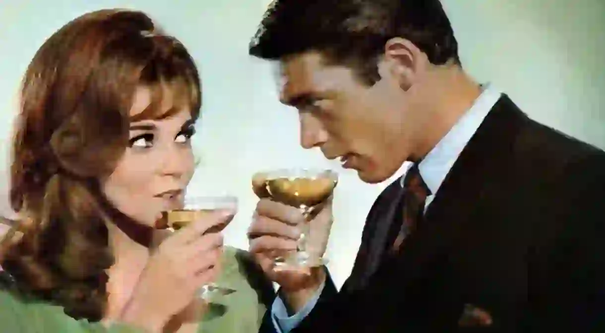 Cocktail hour with Ann-Margret and Louis Jordan in the film Made in Paris, 1966.