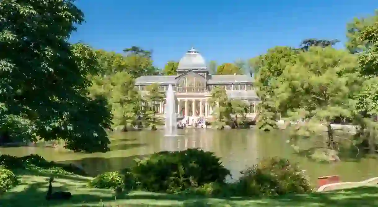 The Palacio de Cristal in Madrid is in Retiro Park, one of the finest urban green spaces in Europe