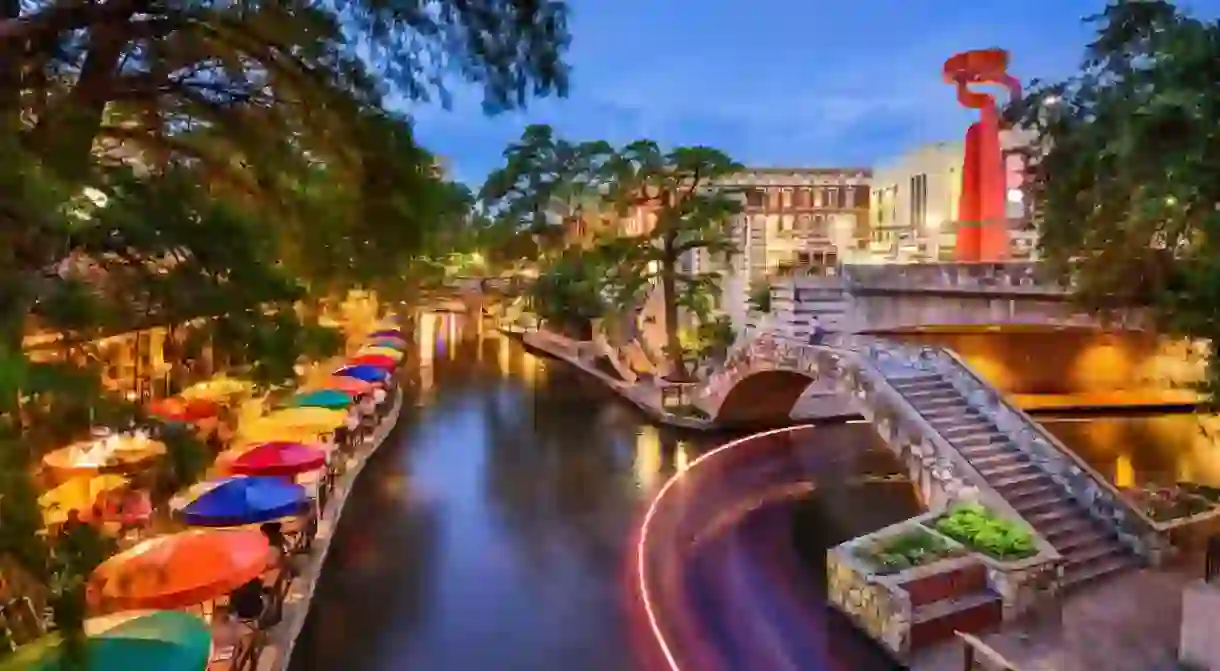 Take a drive to San Antonio and explore the citys bustling River Walk