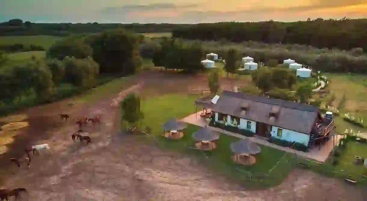 Hungary offers great options to sleep out in nature, like Homoki Lodges yurts with all the mod cons