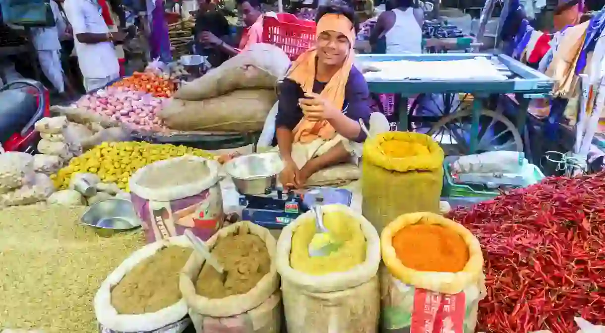 Indian cuisine is known for its bold spices, and this market in Madhya Pradesh is a colourful sight