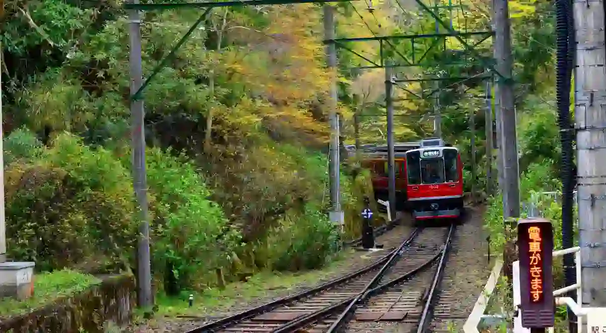 The Hakone Tozan line, a route famous for its views of hydrangea flowers