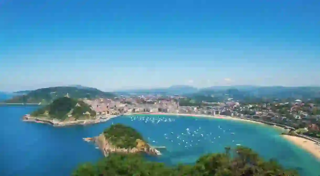 Admire stunning views from the three Michelin-starred Akelaŕe restaurant which is located on Monte Igueldo, San Sebastian, Spain