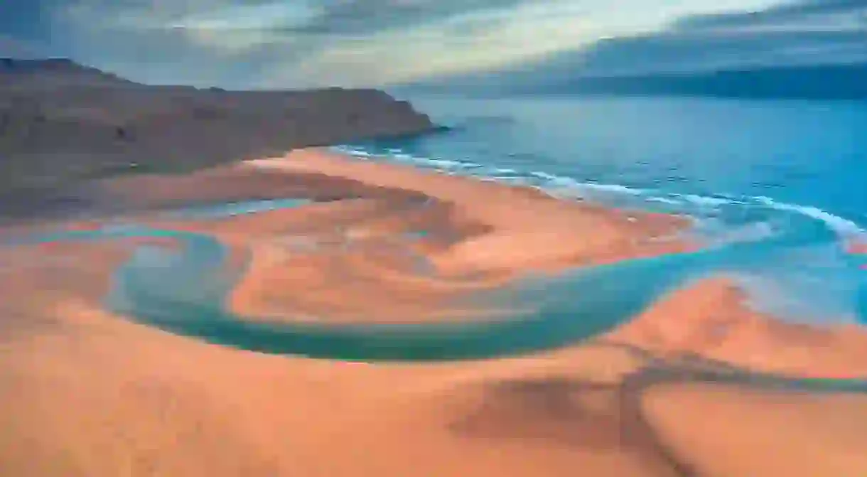 The vibrant Rauðasandur beach in the West Fjords of Iceland