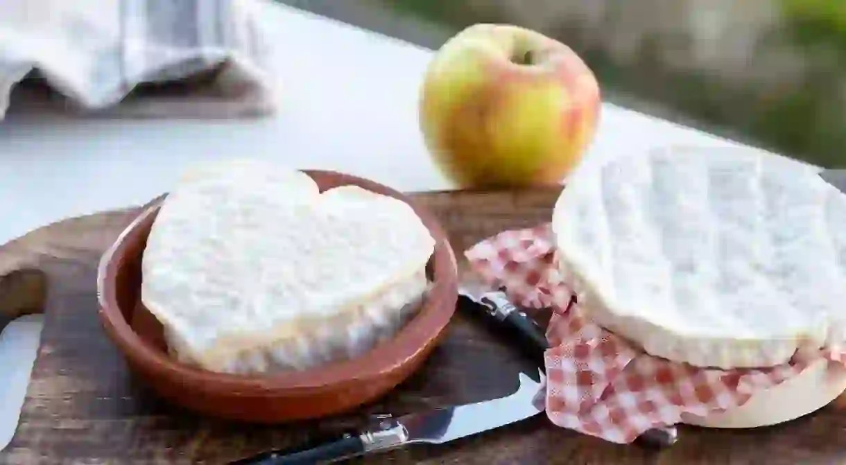 Heart-shaped neufchatel and round camembert are typical Normandy cheeses