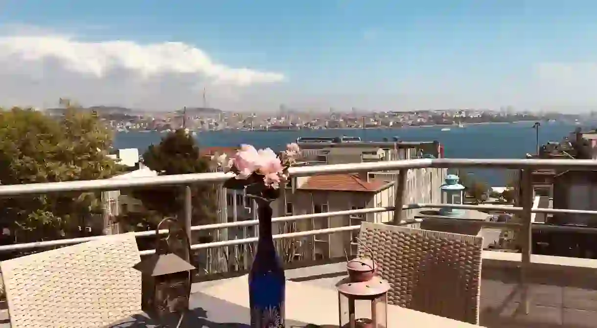 Enjoy breakfast with beautiful views of Istanbul and the Bosphorus from the balcony of your Sirenas Suites apartment