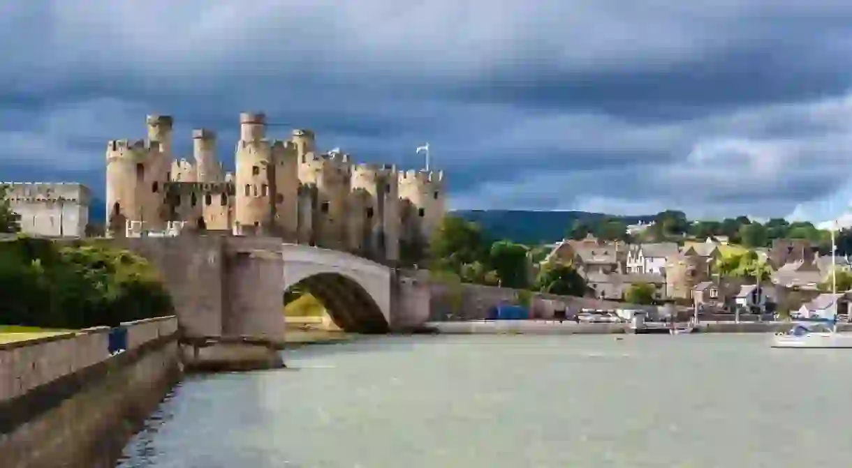 View of Conwy Castle and harbour, Conwy, North Wales, UK