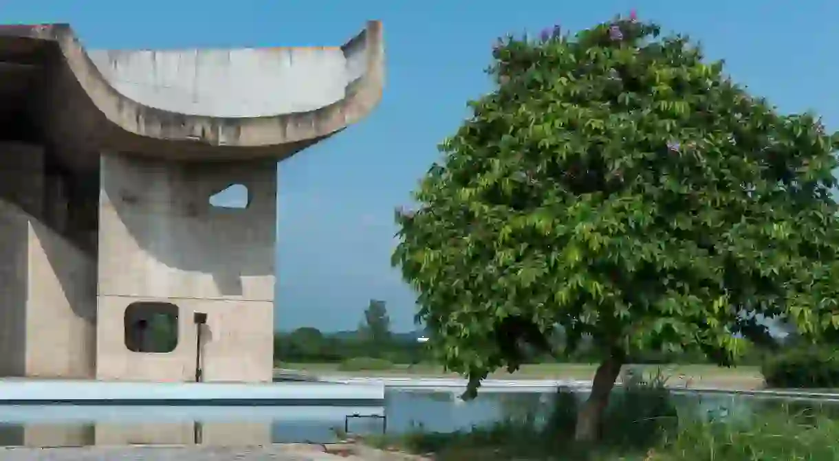 The Palace of Assembly in Chandigarh, India, was designed by Swiss-French architect Le Corbusier