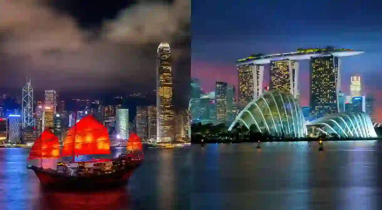 Hong Kong (left) and Singapore each have their own peculiarities, but both are visually irresistible destinations