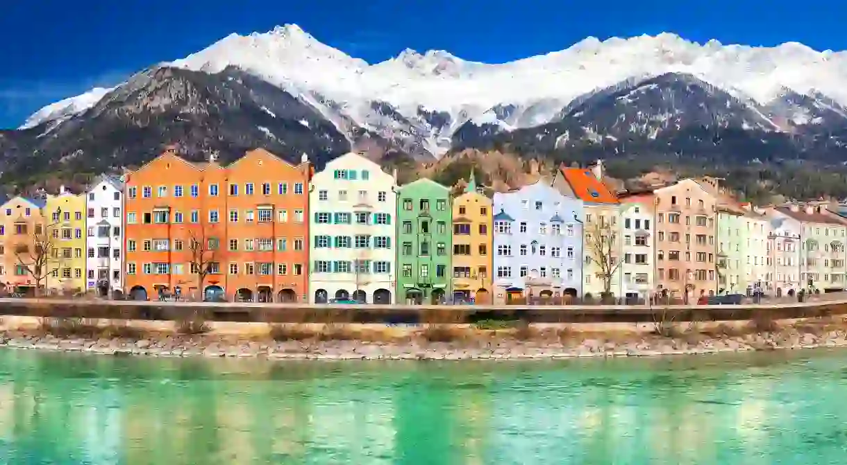 Innsbrucks cityscape blends chocolate-box architecture and soaring, snow-capped mountains