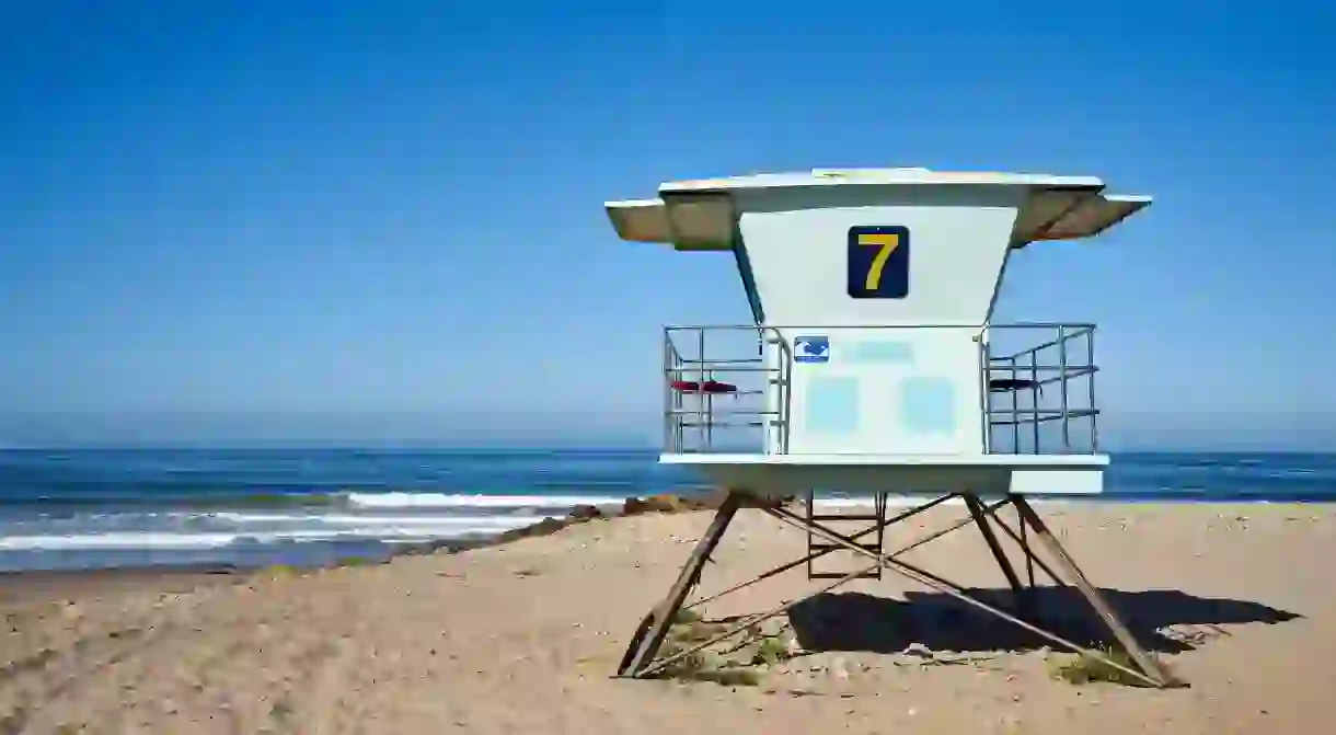 The distinctive lifeguard towers of Ventura Beach have become something of a California icon