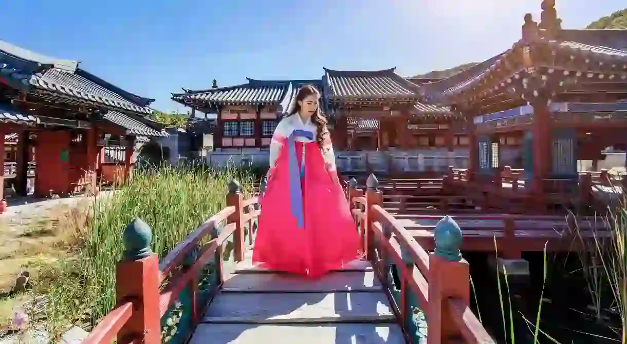 Vibrant colours often characterise Korea’s traditional dress, the hanbok