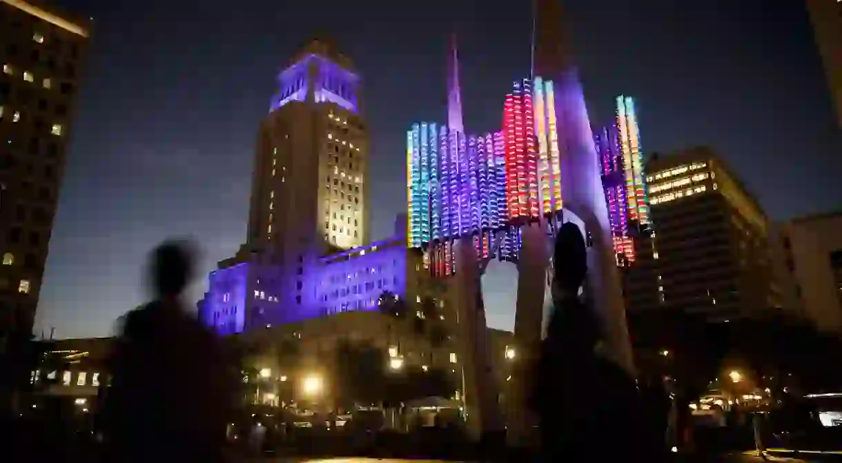 At night, the colorful ‘Triforium’ sparkles