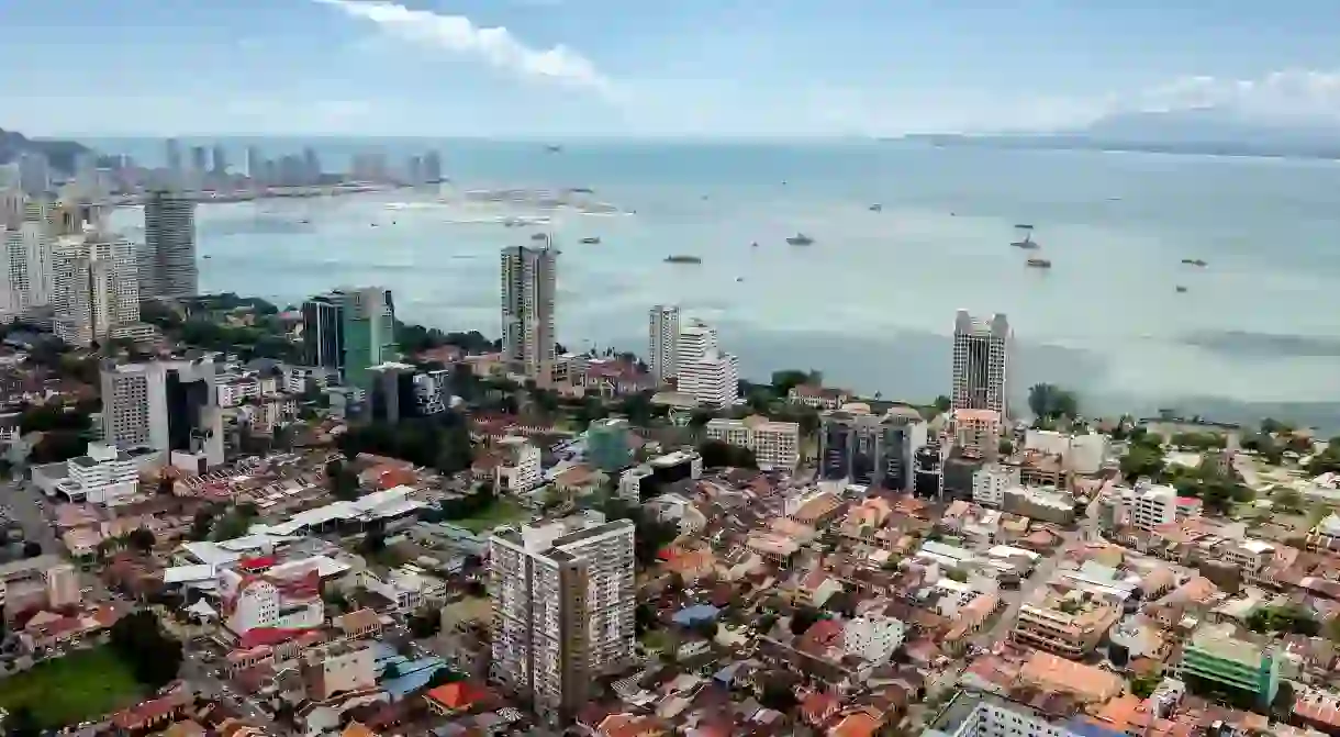 Penangs capital, George Town, overlooks the Strait of Malacca