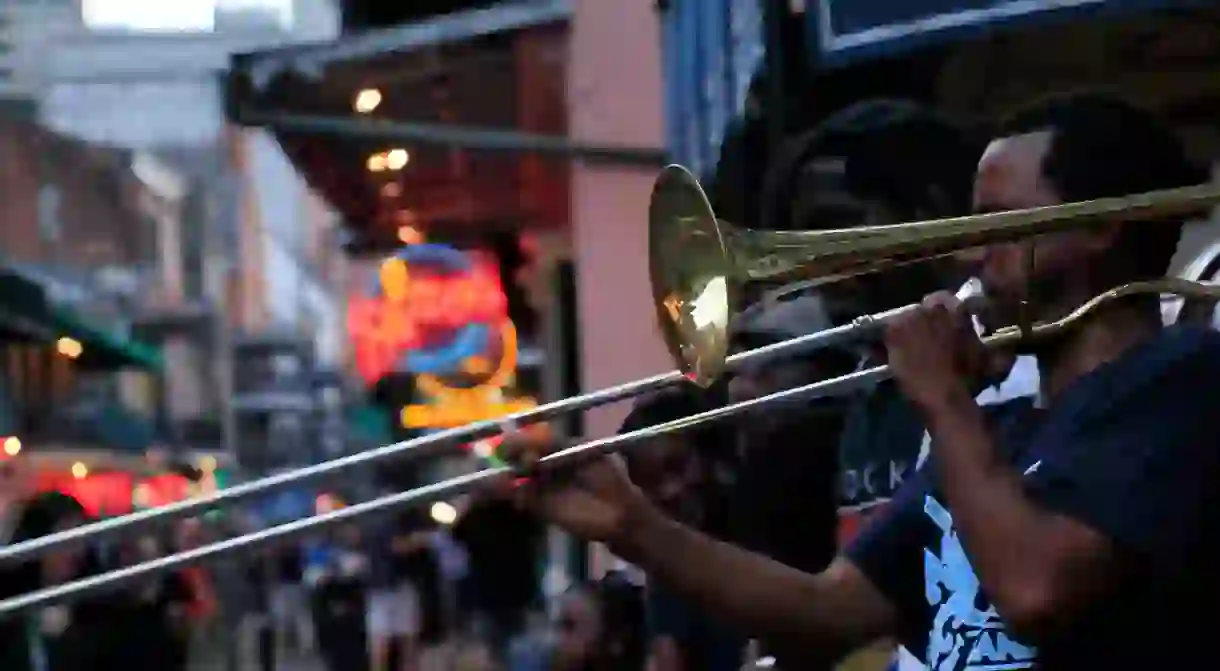 Jazz musicians performing in the French Quarter of New Orleans are a common sight