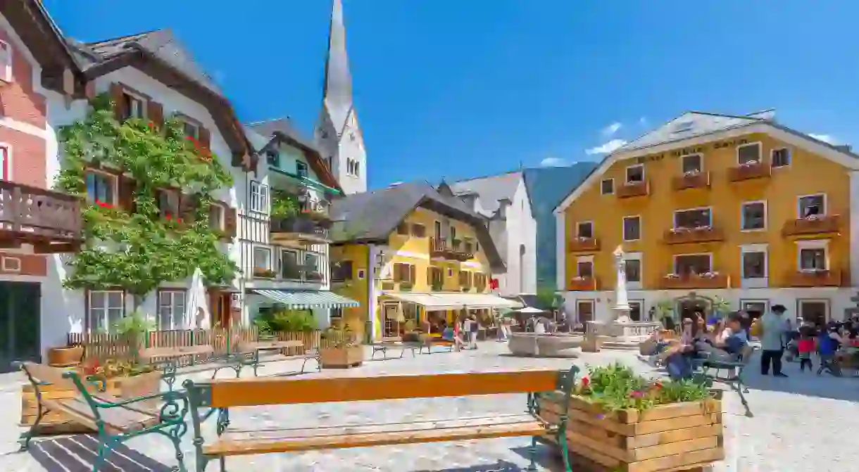 The charming and colourful Marktplatz sits in the heart of Hallstatt