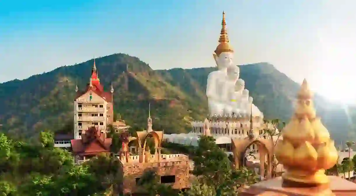 Wat Pha Sorn Kaew sits beside an enormous statue featuring five Buddhas