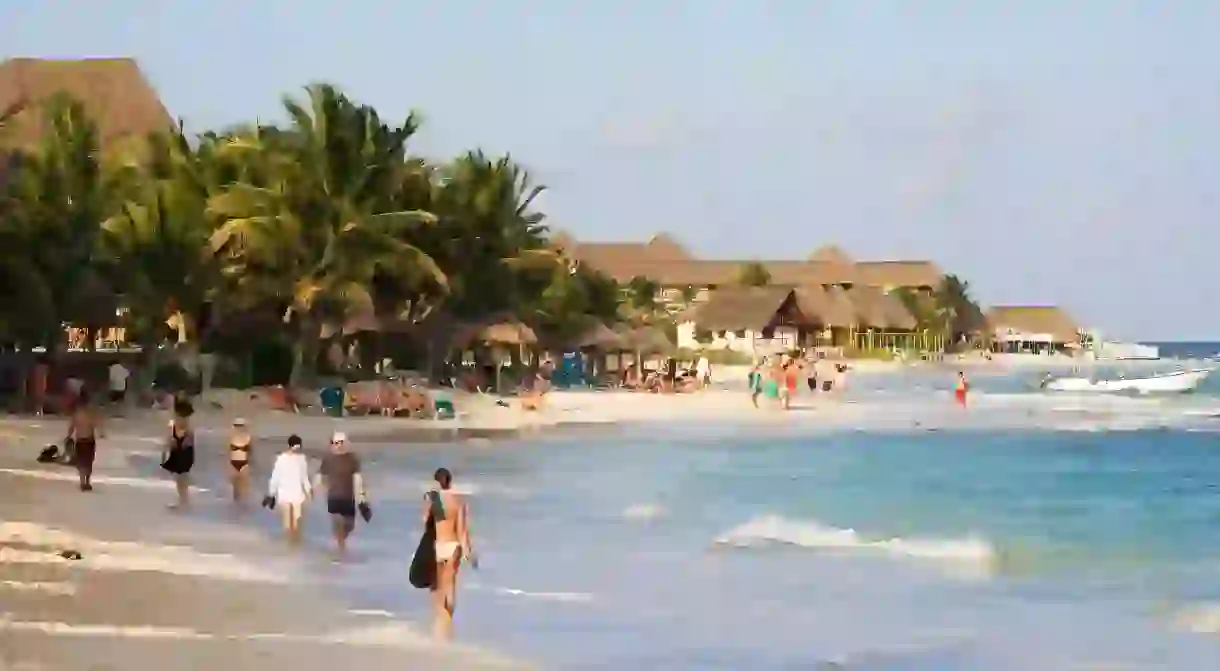 Mamitas is a lively beach in Playa del Carmen where many music festivals take place every year