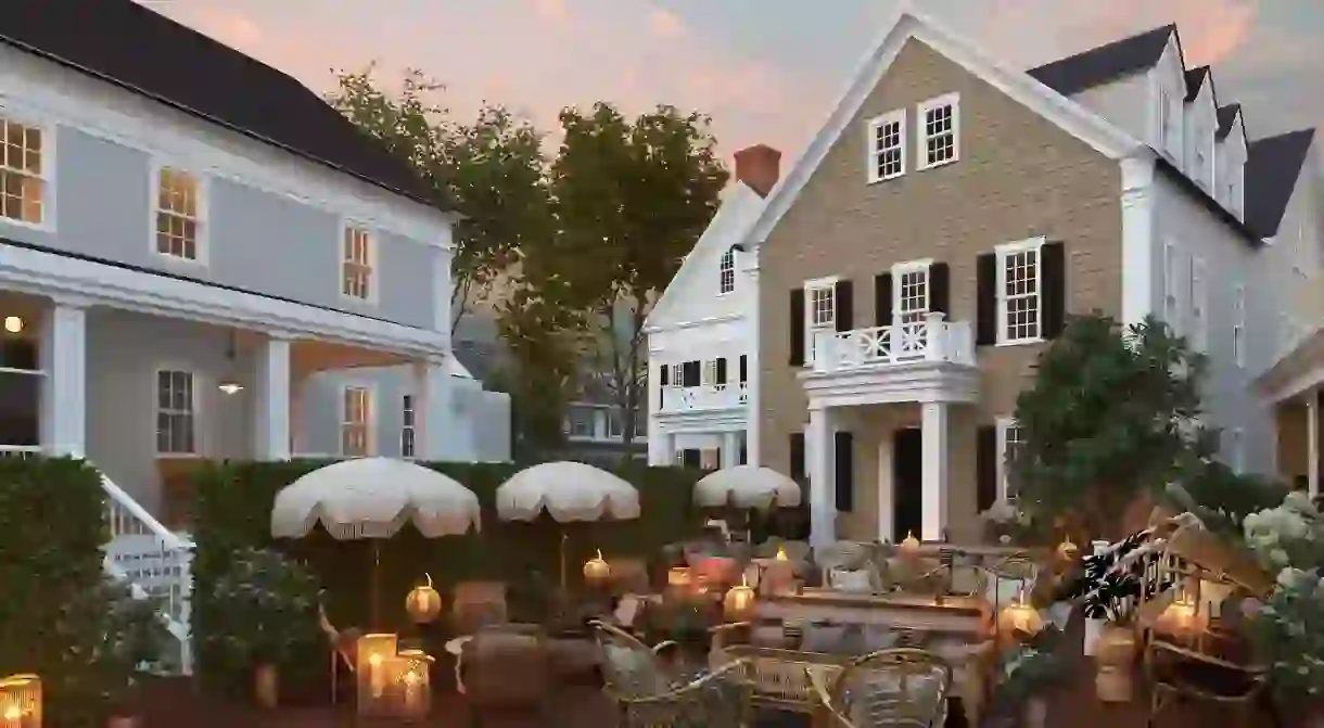 Faraway Nantucket has a beautiful courtyard where you can relax with a drink