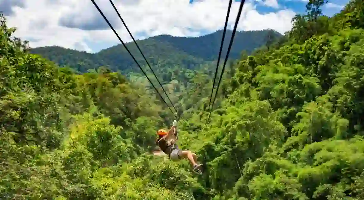 Ziplining is a quintessential adventure activity in the Chiang Mai area