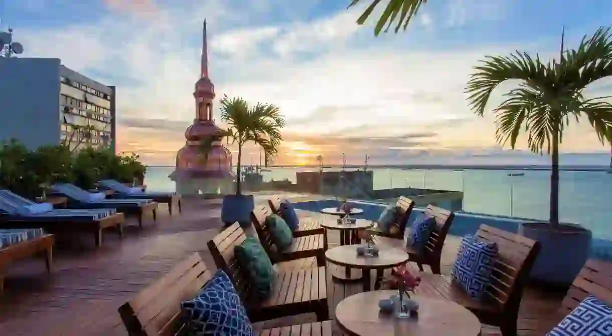 Enjoy incredible rooftop views across All Saints Bay at the Fera Palace Hotel in Salvador, Brazil