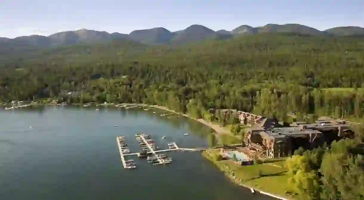 Lodge at Whitefish Lake near Glacier National Park is surrounded by beautiful nature