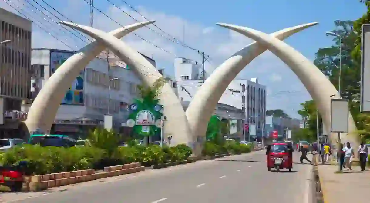 Get welcomed into Mombasa by its infamous elephant tusks before eating out in one of the many delightful Kenyan restaurants around