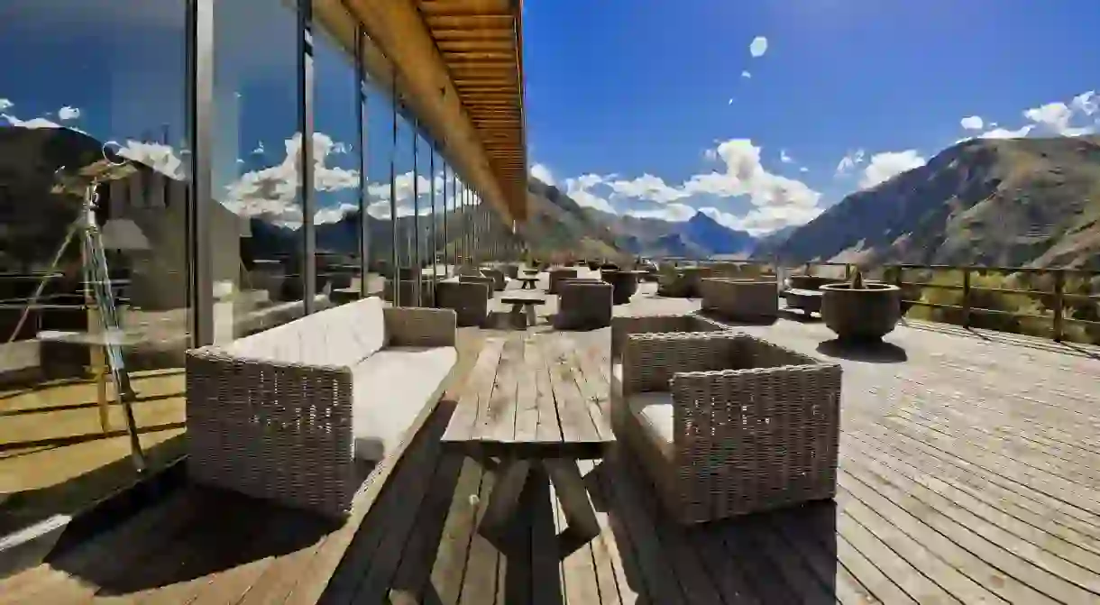 Soak up jaw-dropping views of the Caucasus Mountains from Rooms Hotel Kazbegi on your trip to Georgia