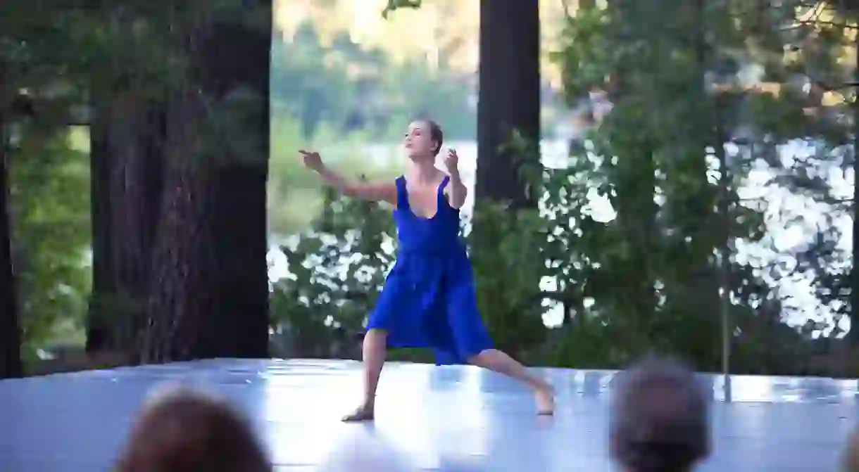 Actor Holly Curran appears on stage at the Lake Tahoe Dance Festival