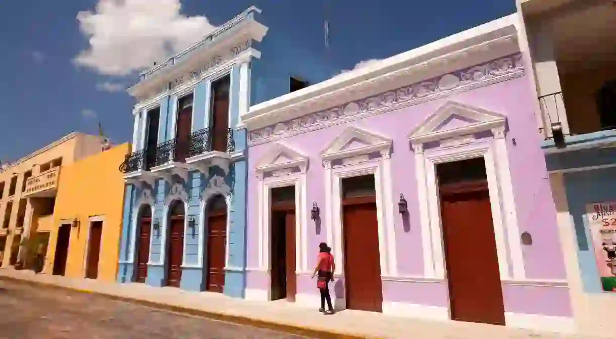 Stroll through the center of Mérida to find candy-colored colonial buildings