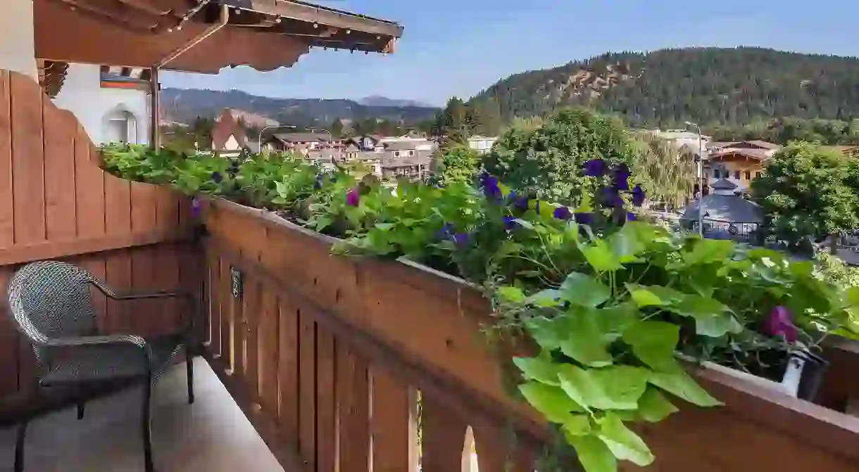 Take in scenic views from your balcony at the Bavarian Lodge in Leavenworth