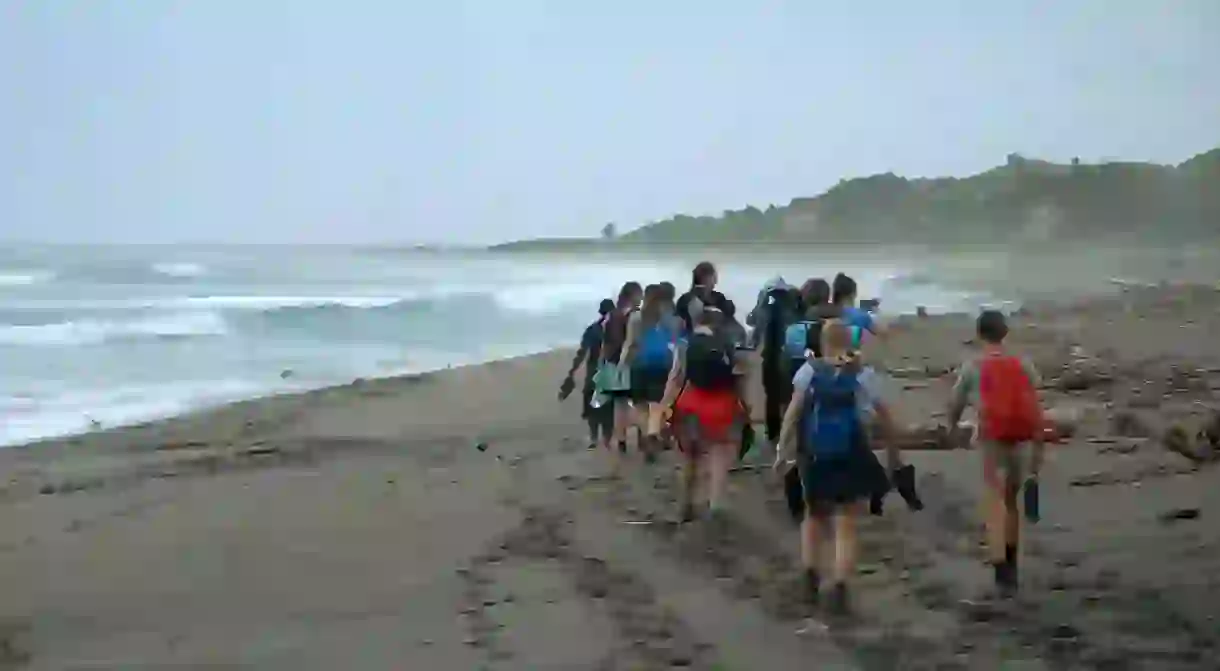 Tourists on Sigatoka Sand Dunes National Park. Fiji.