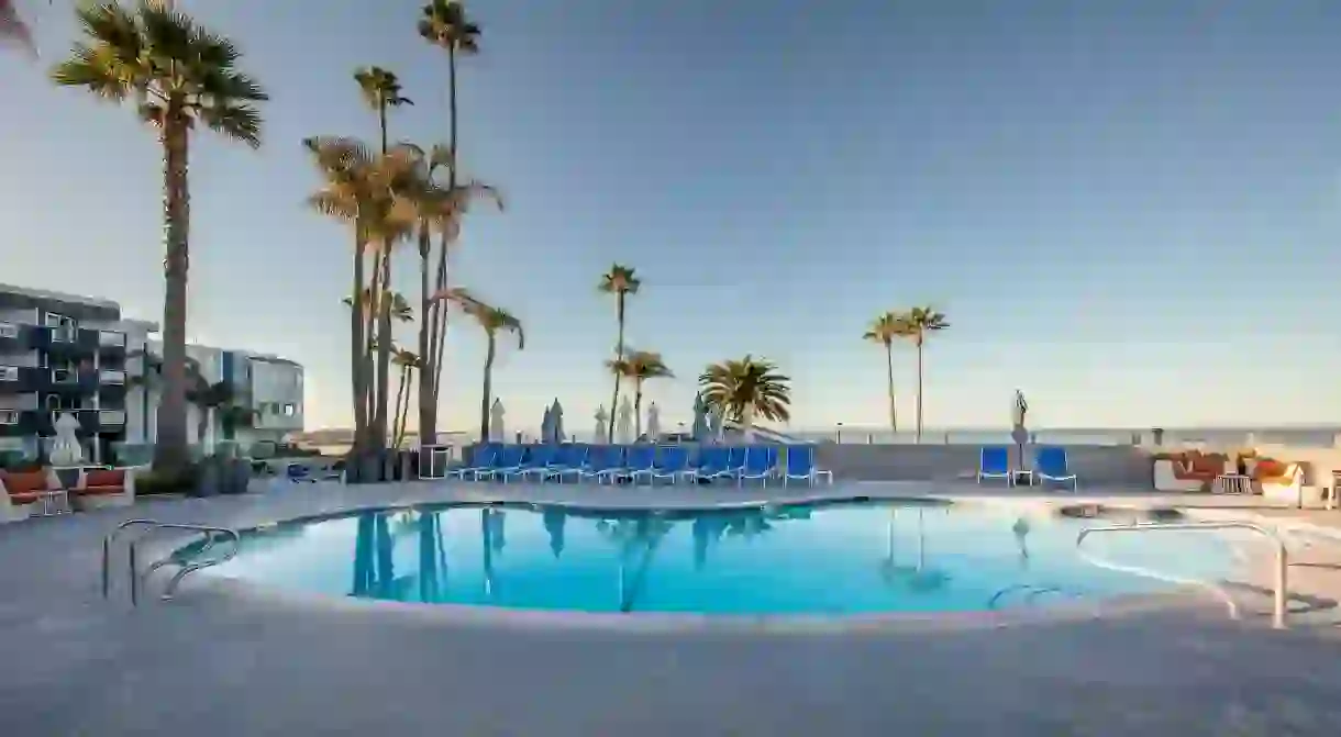 While your dog rests, you can take a dip in the pool at the SeaCrest Oceanfront Hotel