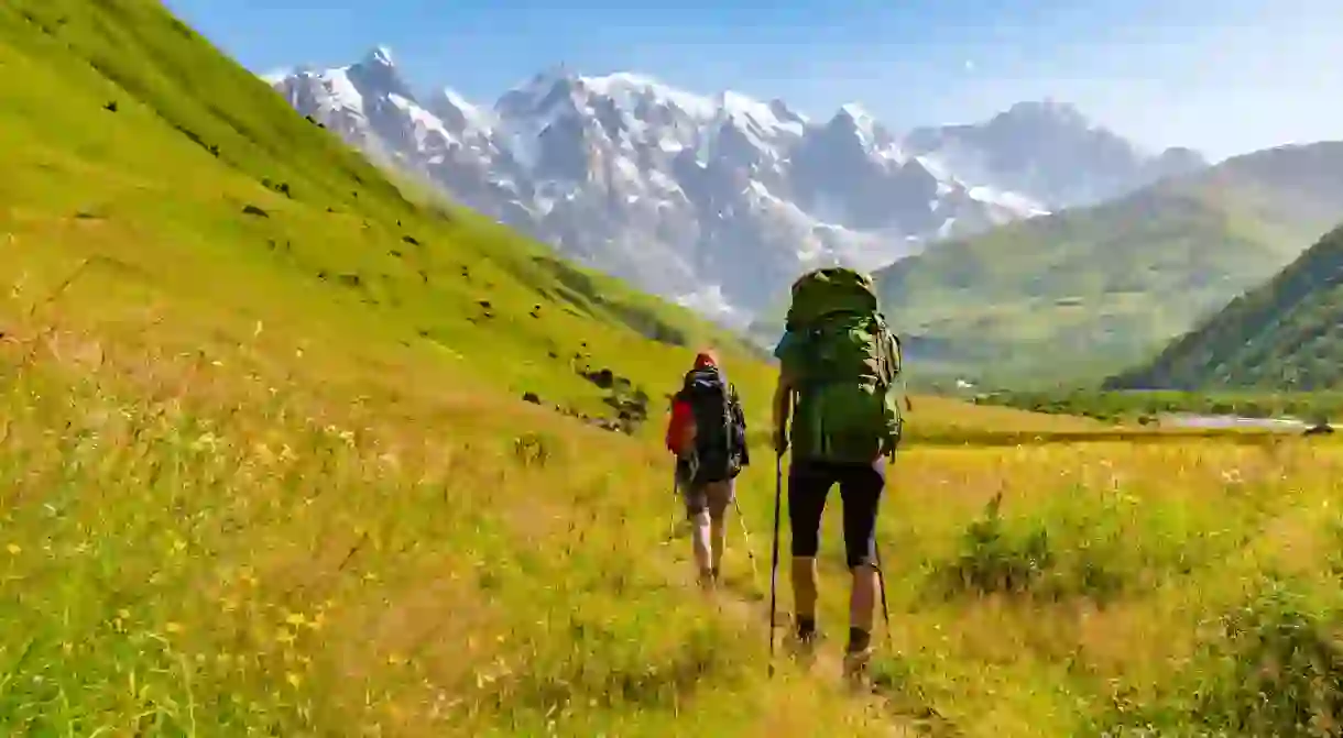 Reconnect with nature and enjoy the scenery on a hike through the Caucasus Mountains