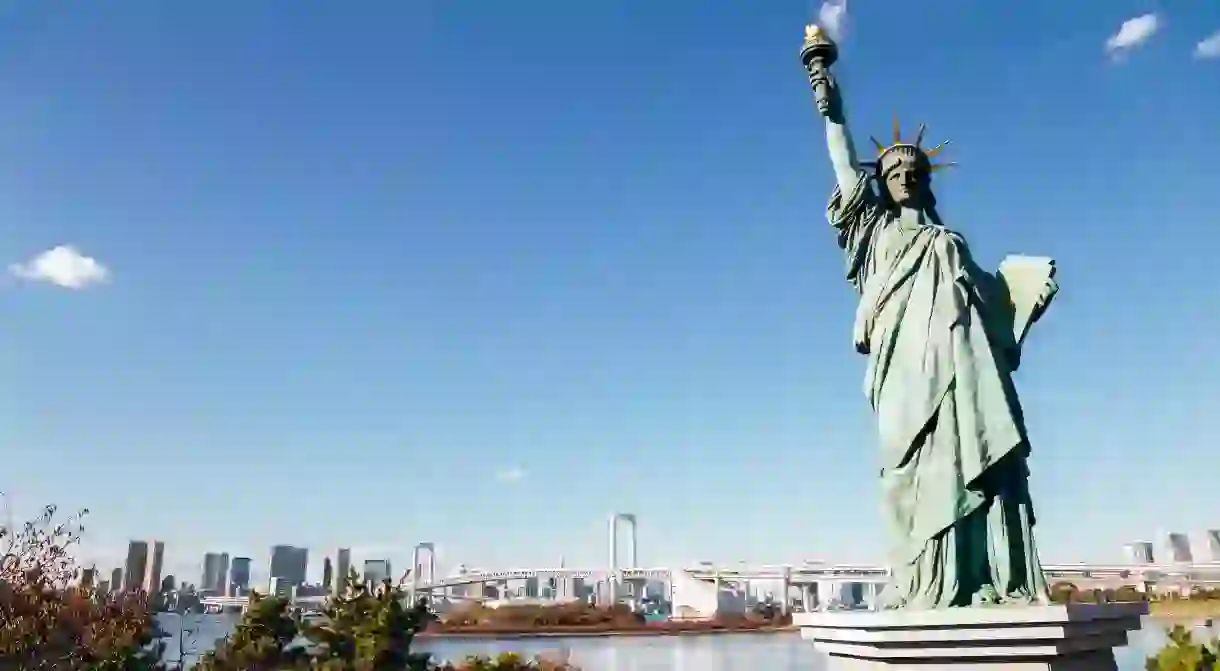 A smaller version of the Statue of Liberty can be found on Odaiba