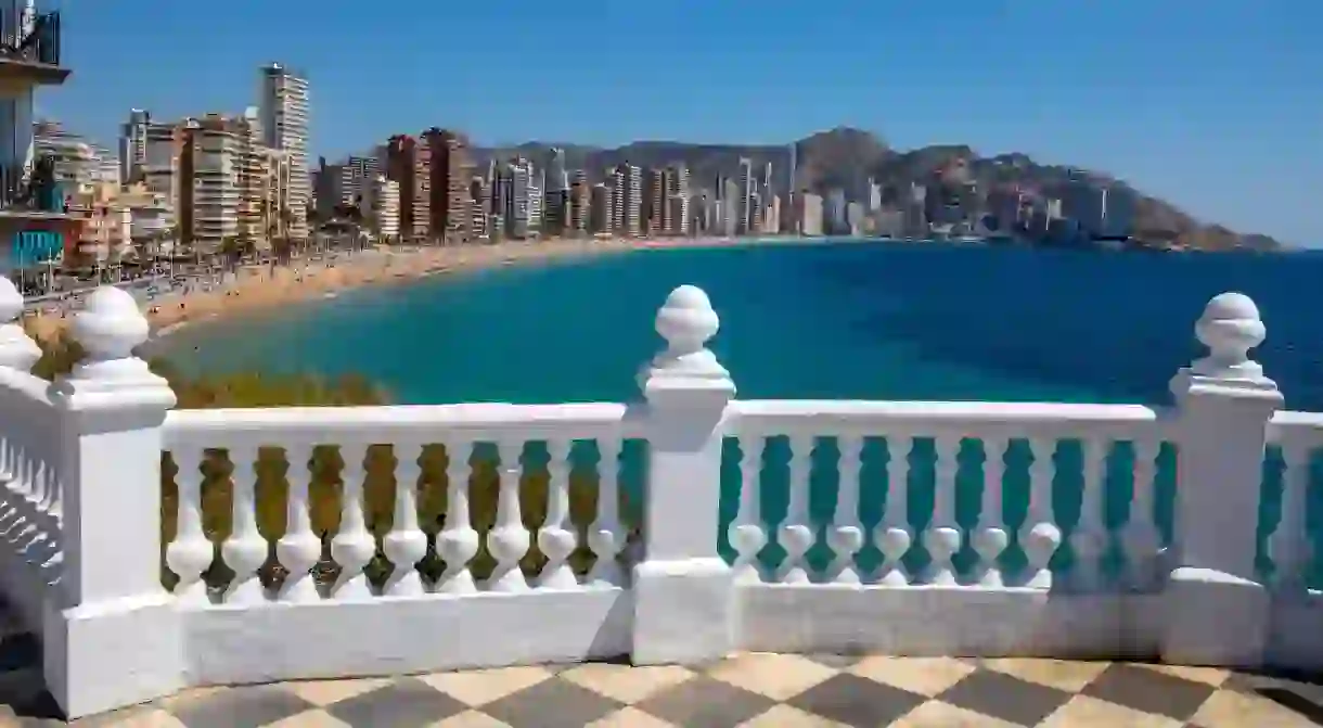 Plaça del Castell overlooks Playa de Levante in Benidorm, Spain