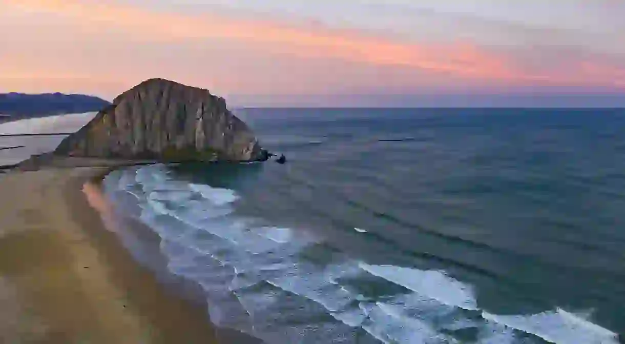 Morro Bay is known as “the Gibraltar of the Pacific” for its imposing ancient volcanic mound rising from the Pacific Ocean