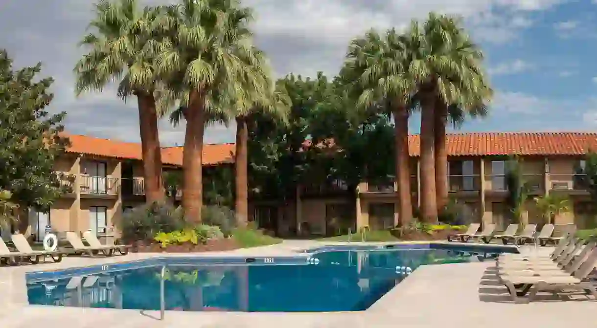 The Desert Garden Inns central courtyard pool makes it a good base for your adventures in St. George