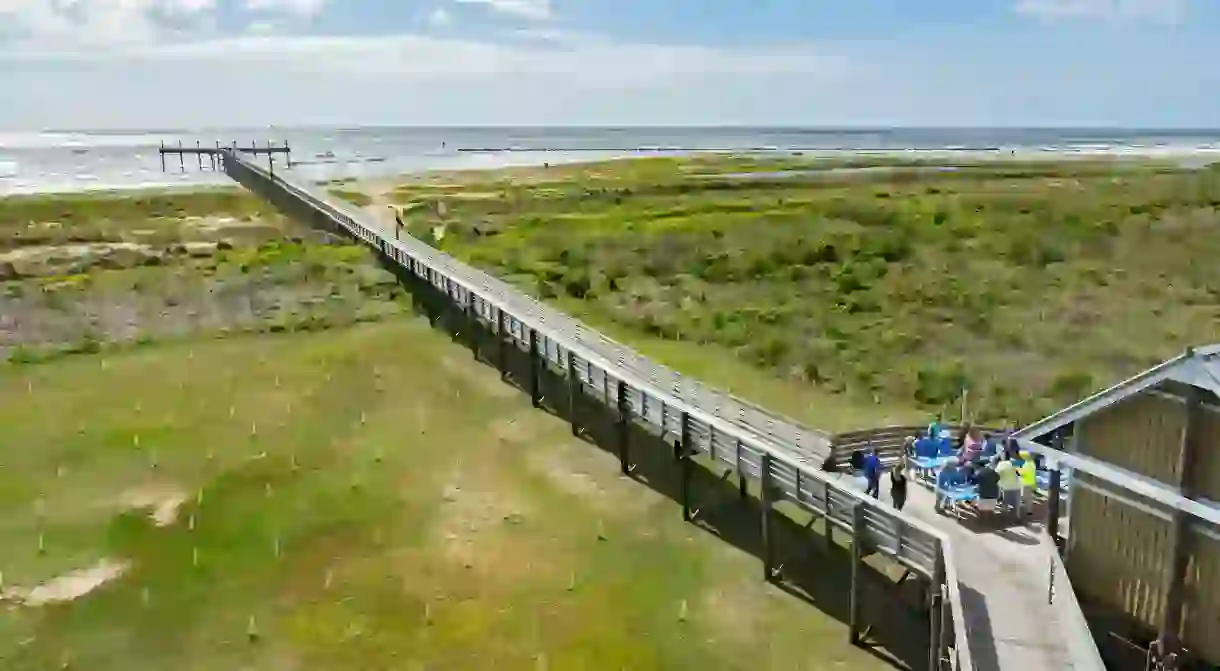 Grand Isle State Park in the Gulf of Mexico is known for its beautiful beaches and lagoons