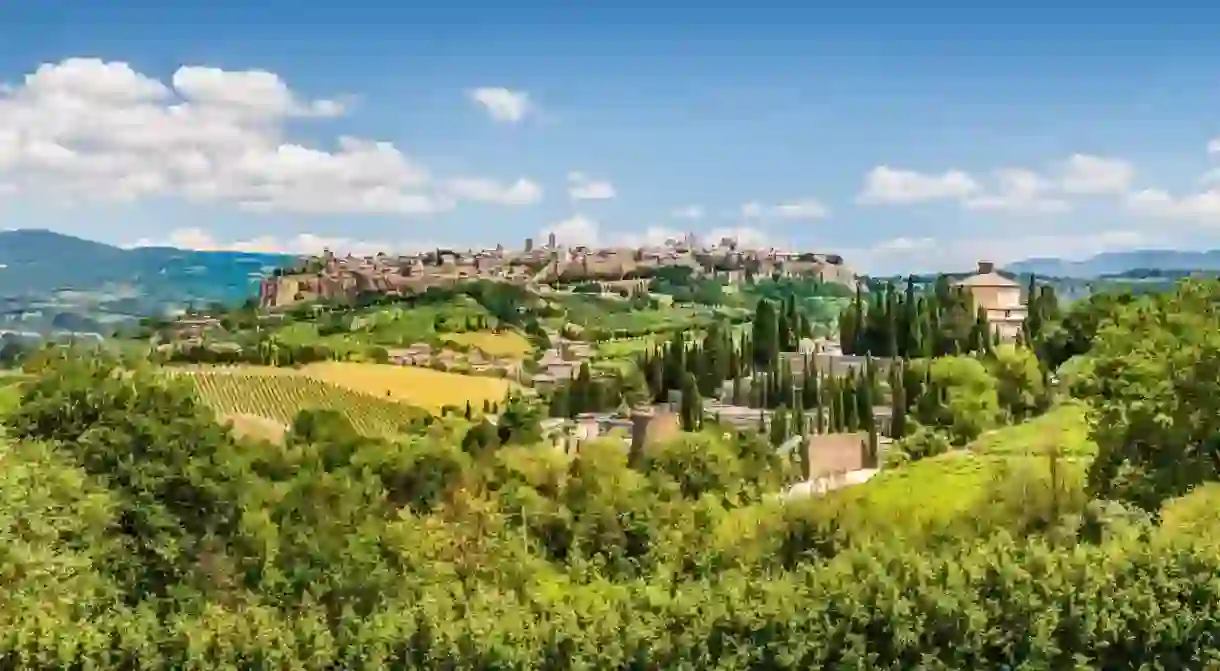 The old town of Orvieto is surrounded by vineyards and countryside